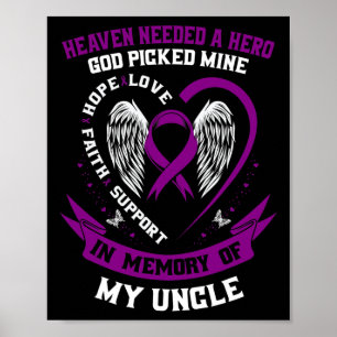 I Wear Purple In Memory Of Uncle Pancreatic Cancer Poster