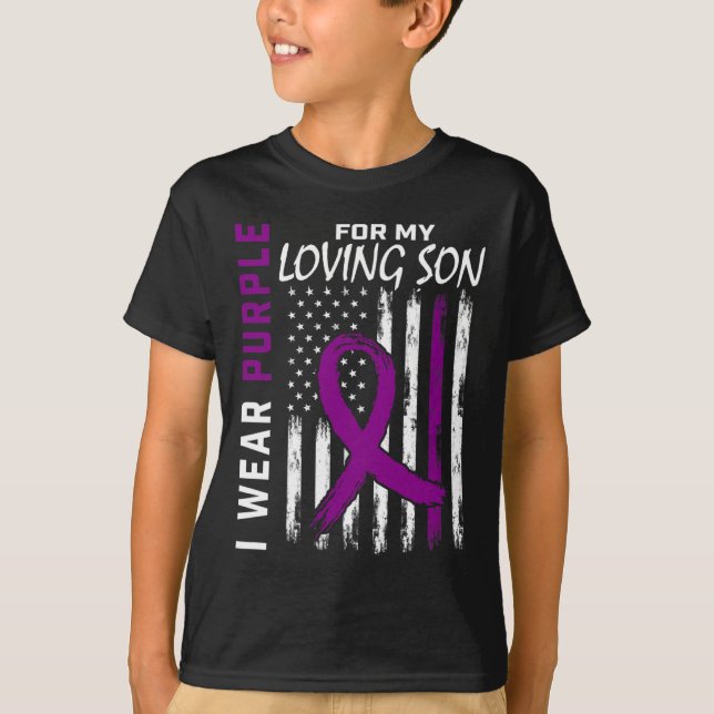 I Wear Purple Loving Son Epilepsy Awareness Americ T-Shirt (Front)