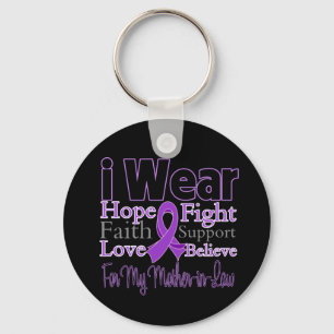 I Wear Purple Mother-in-Law - Pancreatic Cancer Keychain