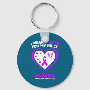I Wear Purple Niece Moebius Syndrome Awareness Keychain