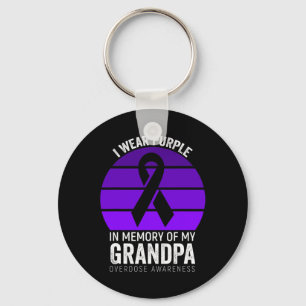 I Wear Purple Overdose Awareness Purple Ribbon Gra Keychain