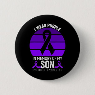 I Wear Purple Overdose Awareness Purple Ribbon Son 2 Inch Round Button