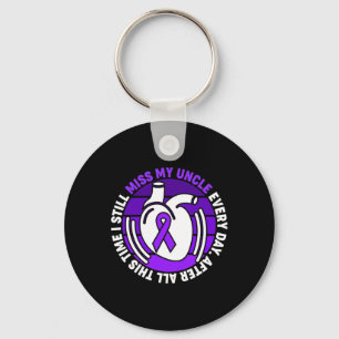 I Wear Purple Overdose Awareness Purple Ribbon Unc Keychain