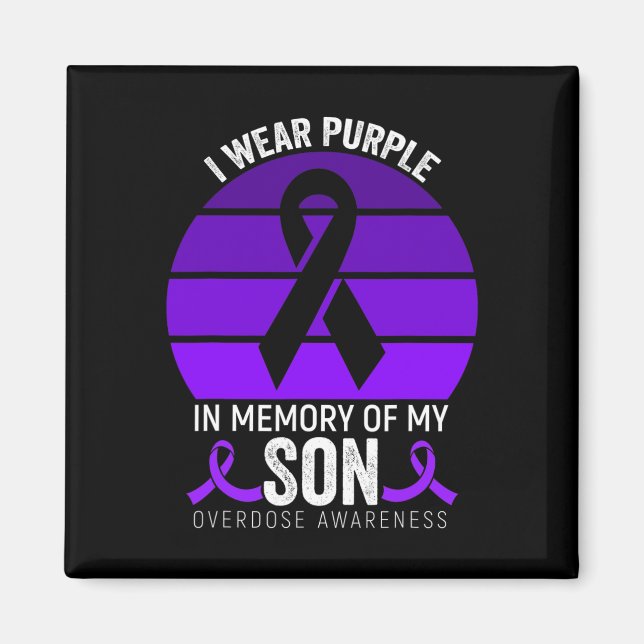 I Wear Purple Overdose Awareness Purple Ribbon Unc Magnet (Front)