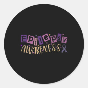 I wear Purple ribbon for epilepsy awareness month  Classic Round Sticker