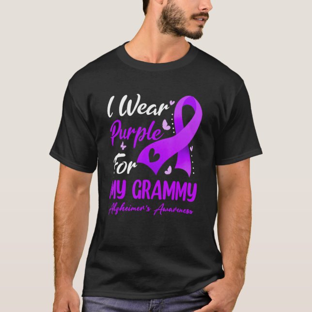 I Wear Purple Ribbon For My Grammy Alzheimer's Awa T-Shirt (Front)
