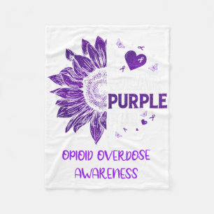 I Wear Purple Ribbon Opioid Overdose Awareness  Fleece Blanket