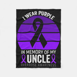 I Wear Purple Ribbon Overdose Awareness Uncle Memo Fleece Blanket