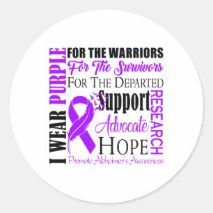 I Wear Purple Ribbon Promote Heimerheimer Awarenes Classic Round Sticker