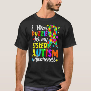 I Wear Puzzle For My Sister Autism Awareness Kids T-Shirt