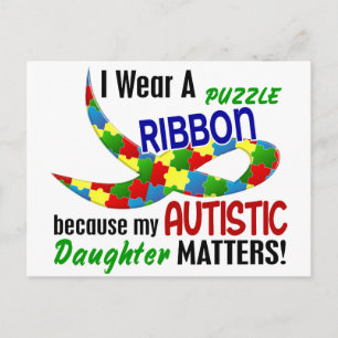 I Wear Puzzle Ribbon For My Daughter 33 AUTISM Postcard