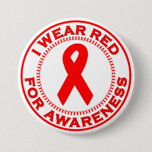I Wear Red For Awareness 3 Inch Round Button