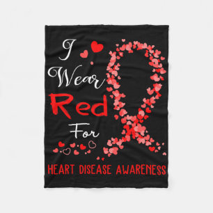 I Wear Red For Heart Disease Awareness Fleece Blanket
