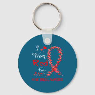 I Wear Red For Heart Disease Awareness Keychain