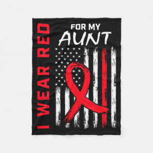 I Wear Red For My Aunt Heart Disease Awareness Fla Fleece Blanket