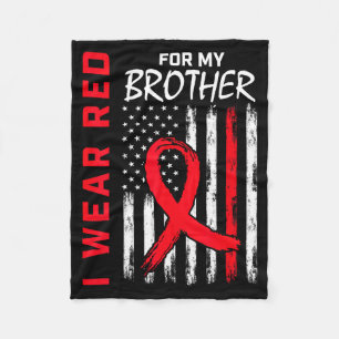 I Wear Red For My Brother Heart Disease Awareness  Fleece Blanket