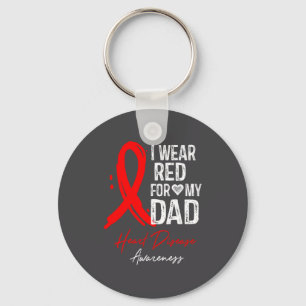 I Wear Red For My Dad Shirt Heart Disease Awarenes Keychain