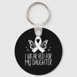 I Wear Red For My Daughter Blood Cancer Awareness Keychain