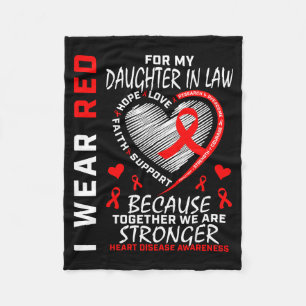 I Wear Red For My Daughter In Law Heart Disease Aw Fleece Blanket