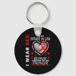 I Wear Red For My Father In Law Heart Disease Awar Keychain