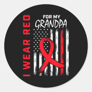 I Wear Red For My Grandpa Heart Disease Awareness Classic Round Sticker