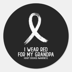 I Wear Red For My Grandpa Heart Disease Awareness Classic Round Sticker