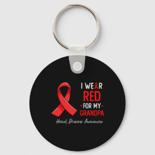 I Wear Red For My Grandpa Heart Disease Awareness Keychain