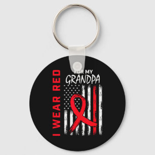 I Wear Red For My Grandpa Heart Disease Awareness  Keychain