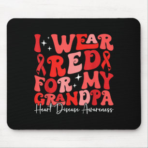 I Wear Red For My Grandpa Retro Chd Awareness Hear Mouse Pad