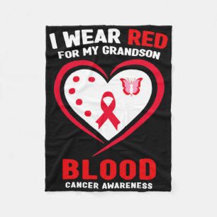 I Wear Red For My Grandson Blood Cancer Awareness Fleece Blanket