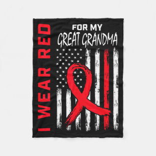 I Wear Red For My Great Grandma Heart Disease Awar Fleece Blanket