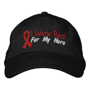 I Wear Red For My Hero - Heart Disease Embroidered Hat