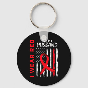 I Wear Red For My Husband Heart Disease Awareness  Keychain