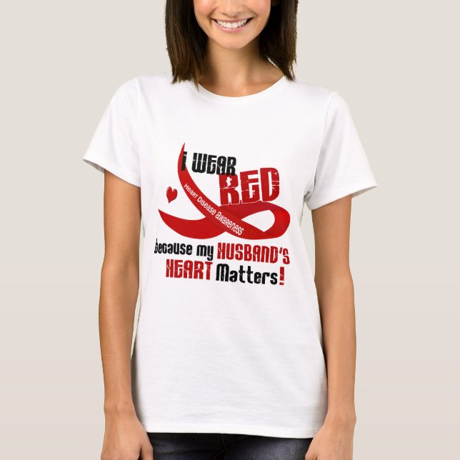 I Wear Red For My Husband's Heart 33 T-Shirt (Front)