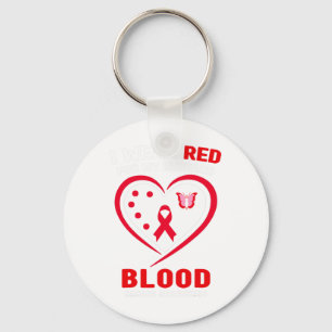 I Wear Red For My Husnd Blood Cancer Awareness 2 Keychain