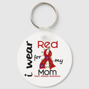 I Wear Red For My Mom 43 Heart Disease Keychain