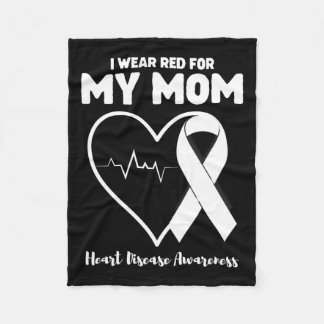 I Wear Red For My Mom Heart Disease Awareness Mont Fleece Blanket