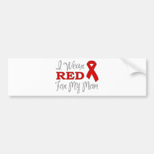 I Wear Red For My Mom (Red Ribbon) Bumper Sticker