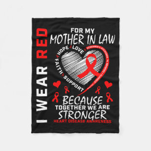 I Wear Red For My Mother In Law Heart Disease Awar Fleece Blanket