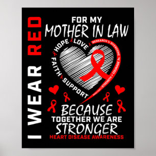 I Wear Red For My Mother In Law Heart Disease Awar Poster