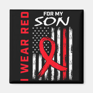 I Wear Red For My Son Heart Disease Awareness Flag Magnet