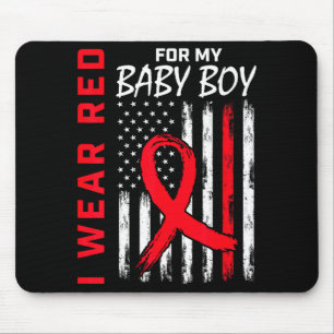 I Wear Red For My Son Heart Disease Awareness Flag Mouse Pad