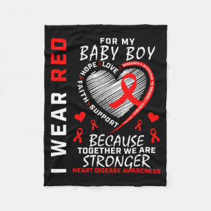 I Wear Red For My Son Heart Disease Awareness Prod Fleece Blanket