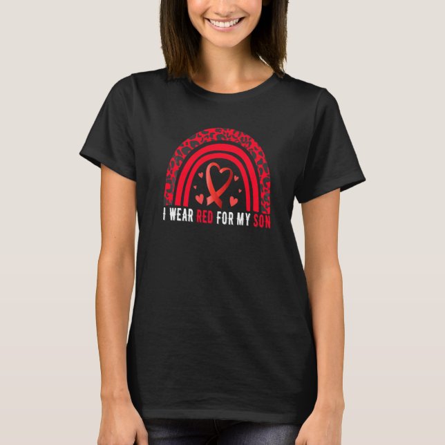 I Wear Red For My Son Stroke Awareness Survivor Wa T-Shirt (Front)