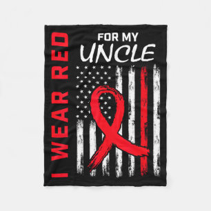 I Wear Red For My Uncle Heart Disease Awareness Fl Fleece Blanket