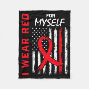 I Wear Red For Myself Heart Disease Awareness Flag Fleece Blanket