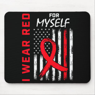 I Wear Red For Myself Heart Disease Awareness Flag Mouse Pad