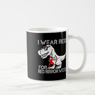 I Wear Red For Red Ribbon Week Dino T-rex Boys Kid Coffee Mug