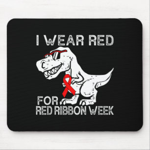 I Wear Red For Red Ribbon Week Dino T-rex Boys Kid Mouse Pad