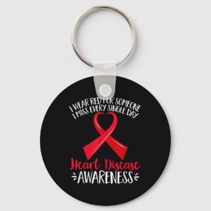 I Wear Red For Someone I Miss Heart Disease Awaren Keychain